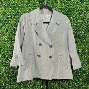 Maurice Sassoon Women's Denim Striped Double-Breasted Jacket - Blue/White